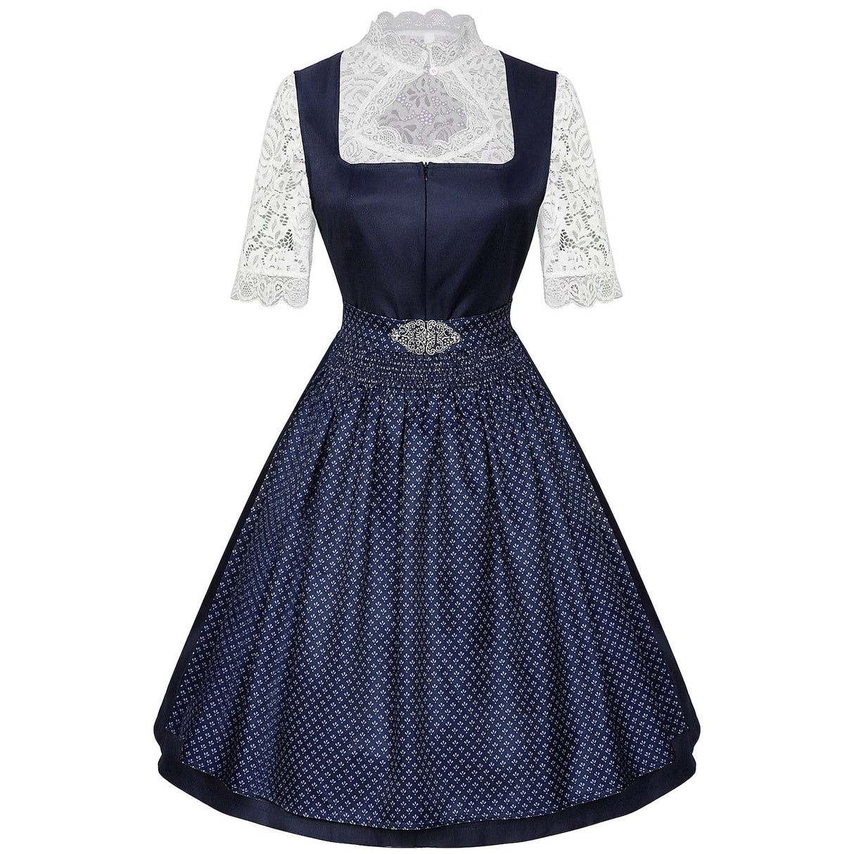 Traditional Dirndl Dress Emerald Green With Lace Blouse Apron - Product detail 11