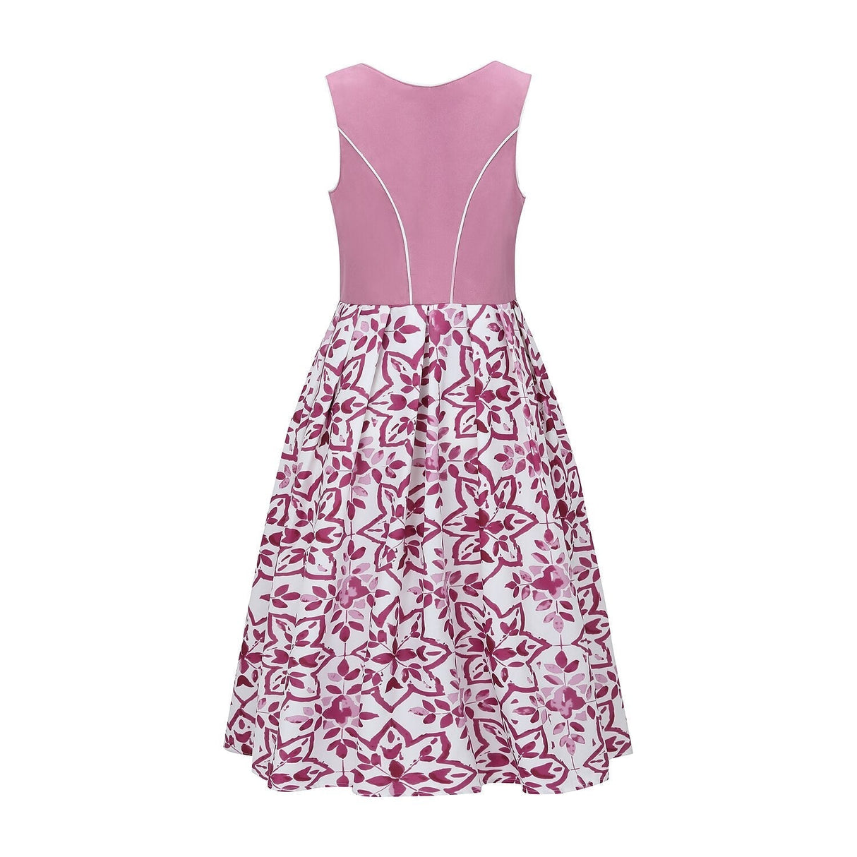 Traditional Dirndl Dress Mauve Bodice With Floral Cotton Skirt - Product detail 5