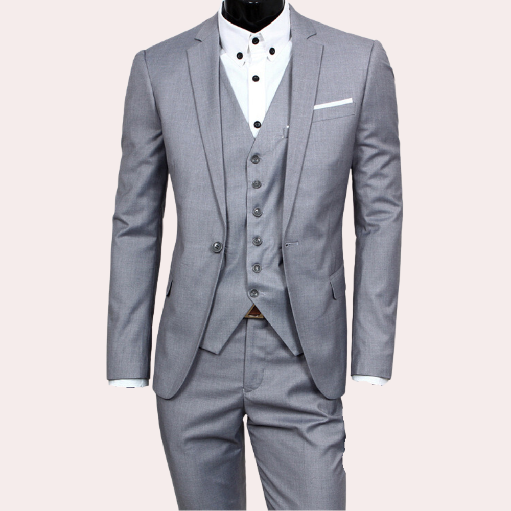 Classic Three Piece Suit Premium Black Business Formal Wear - Detailed view