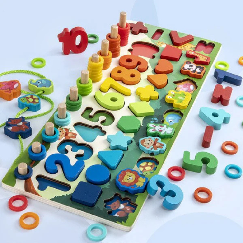 Montessori Learning Toy Wooden Number Puzzle Board Set - Detailed view