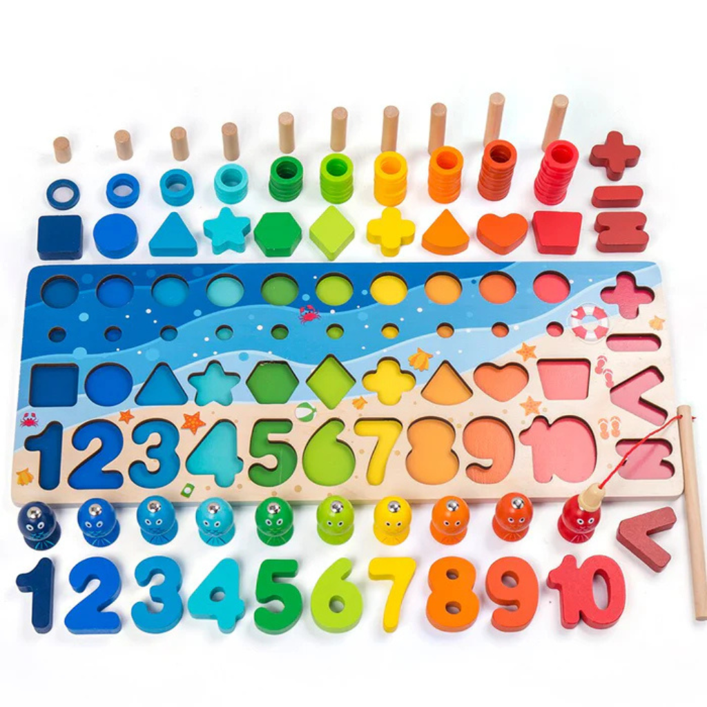 Montessori Learning Toy Wooden Number Puzzle Board Set - Product example