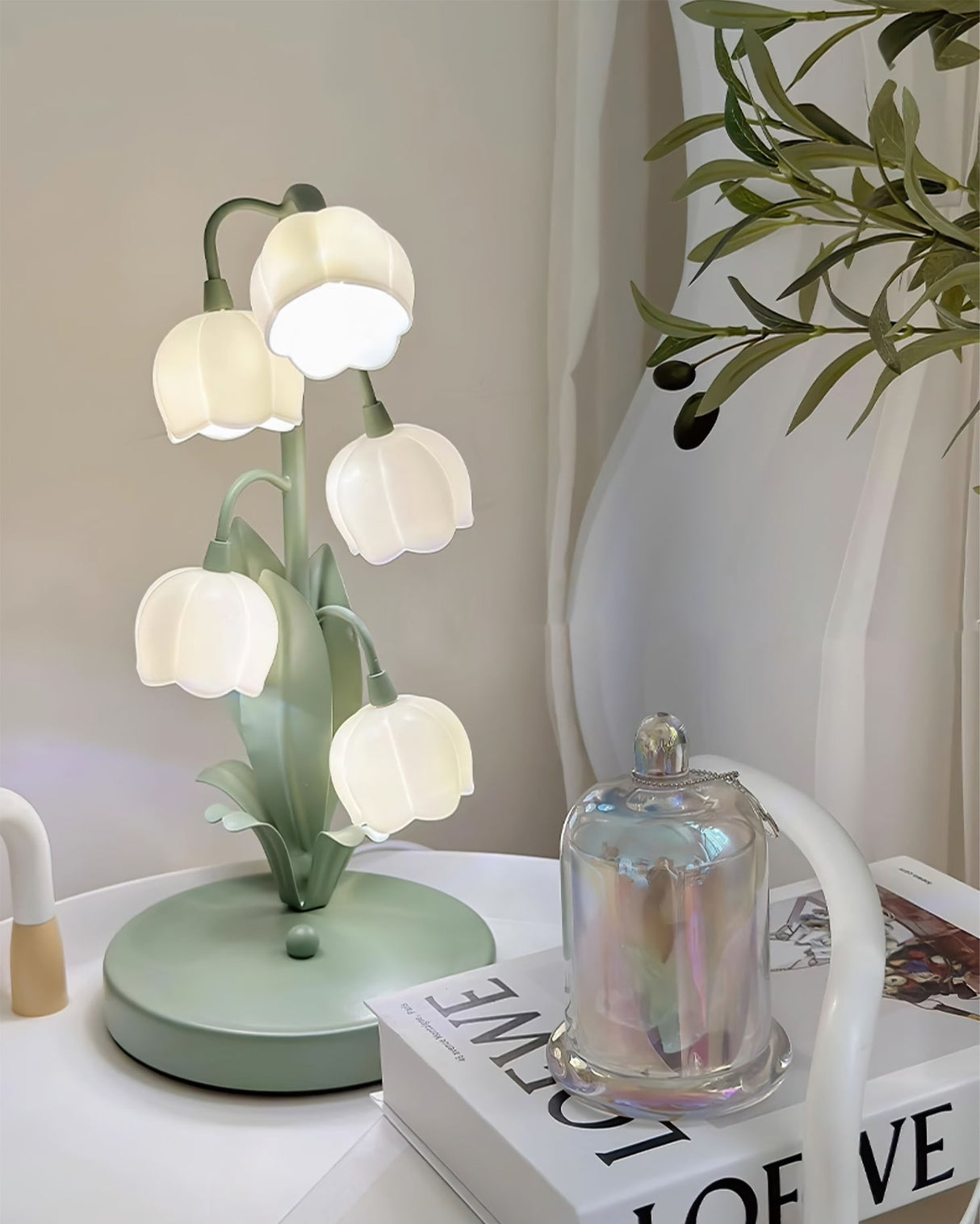 Lily Valley Table Lamp Floral Green Metal Design - Product detail 13