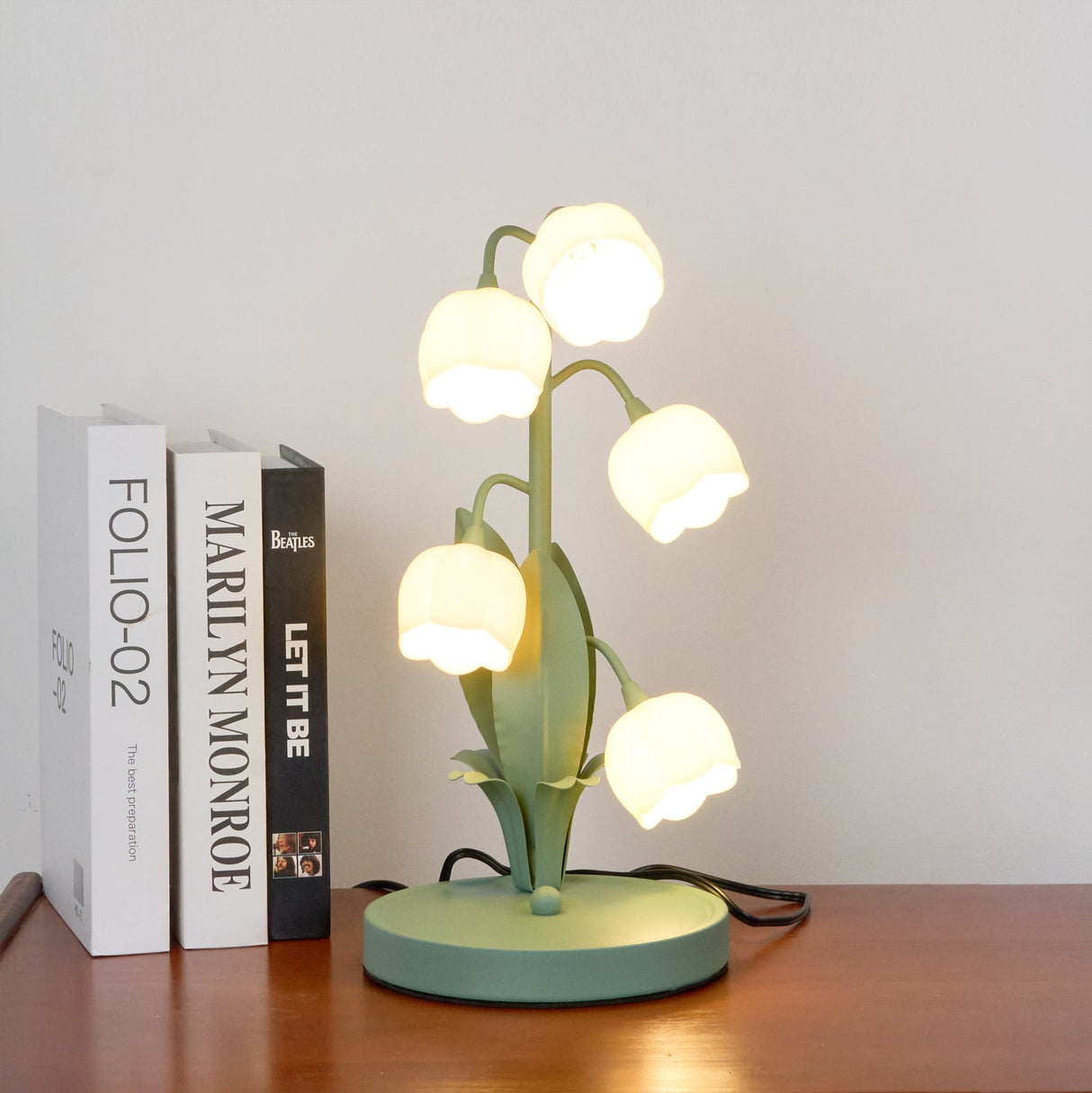 Lily Valley Table Lamp Floral Green Metal Design - Product detail 6