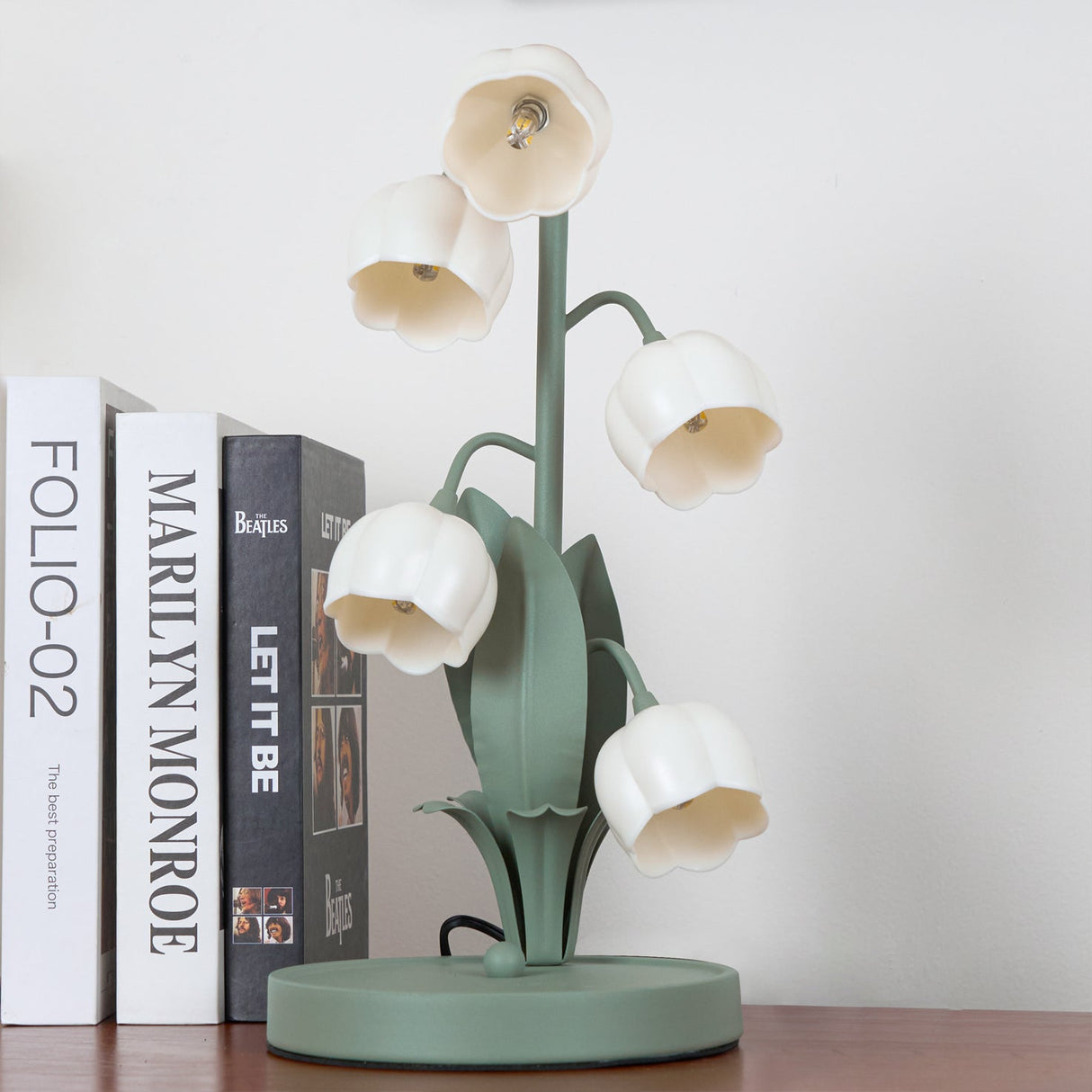 Lily Valley Table Lamp Floral Green Metal Design - Product detail 11