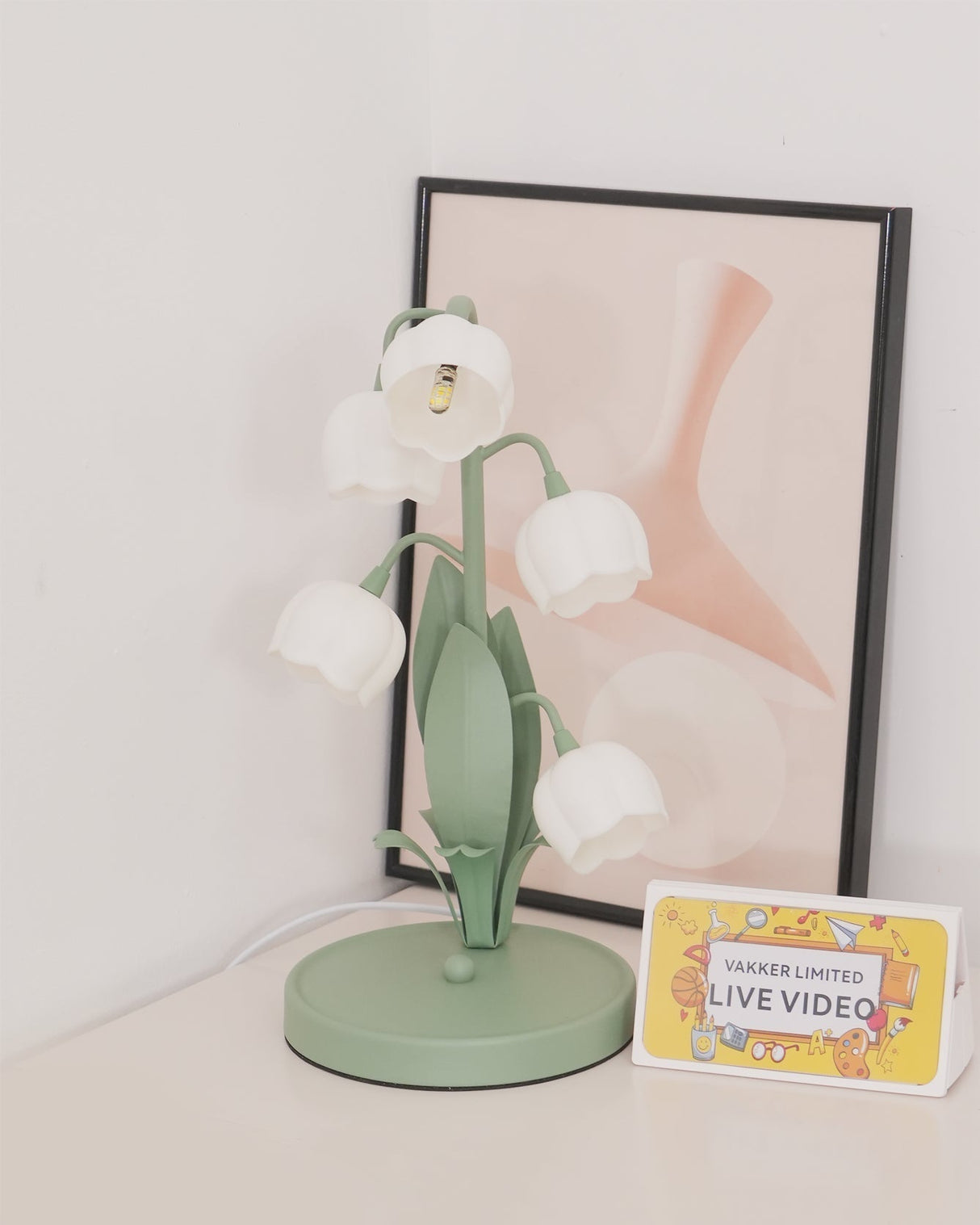 Lily Valley Table Lamp Floral Green Metal Design - Product detail 23