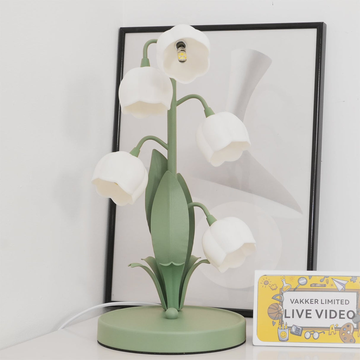 Lily Valley Table Lamp Floral Green Metal Design - Product detail 24