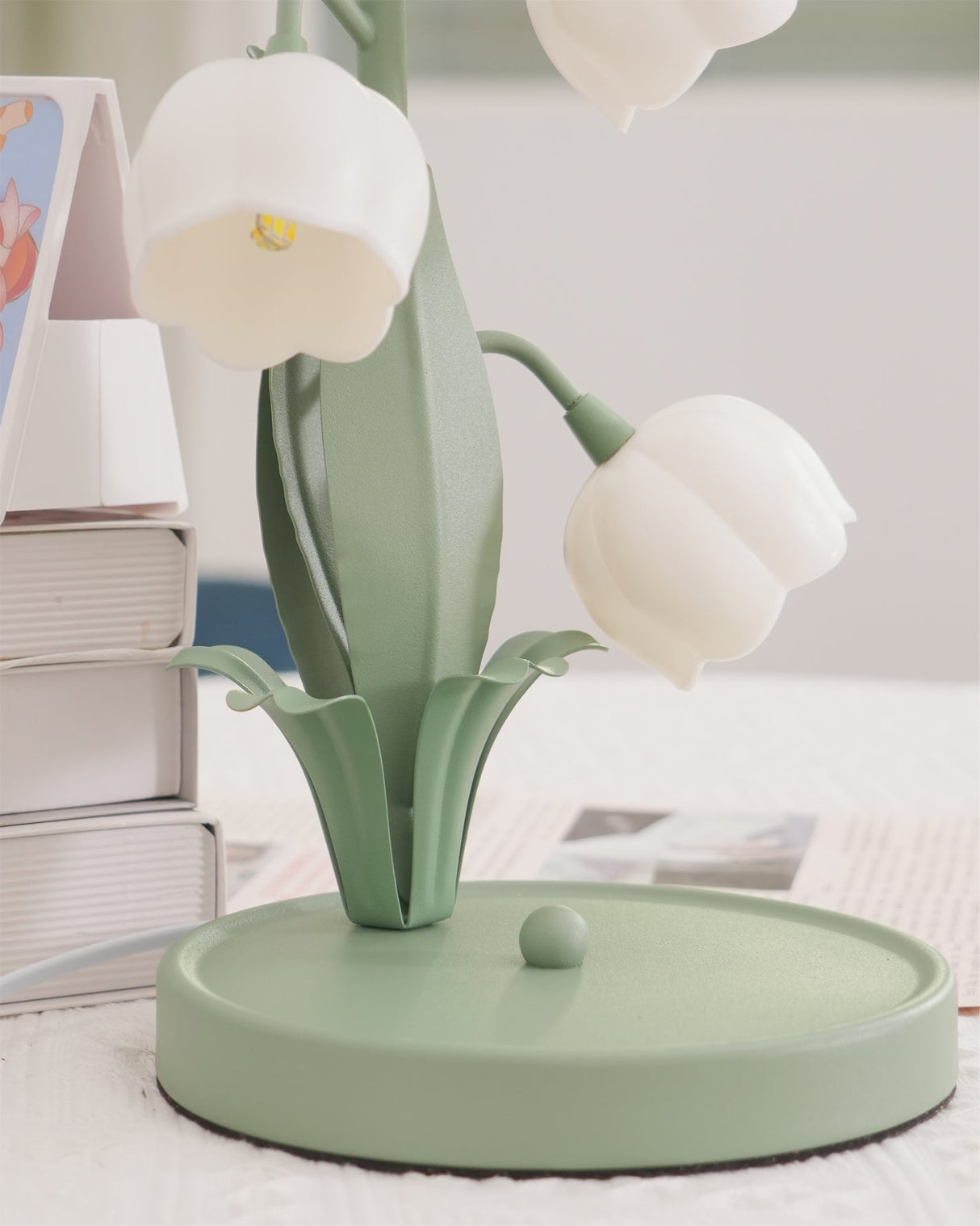 Lily Valley Table Lamp Floral Green Metal Design - Product detail 22