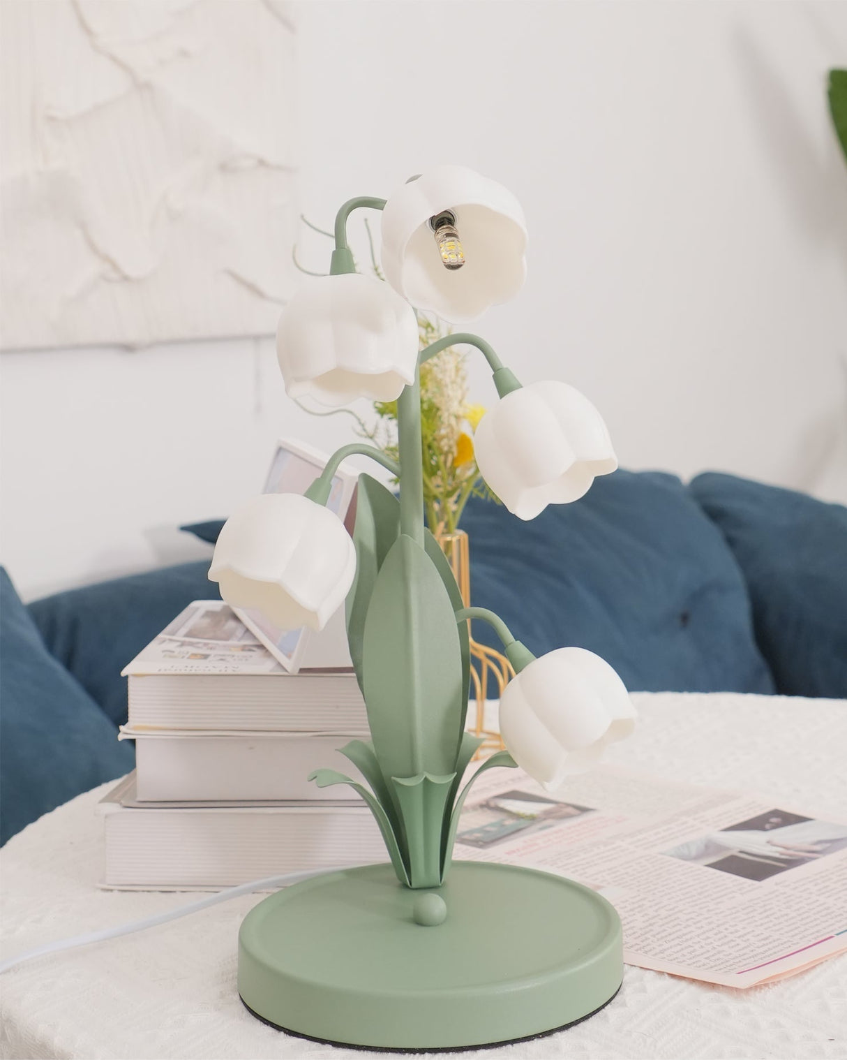 Lily Valley Table Lamp Floral Green Metal Design - Product detail 25