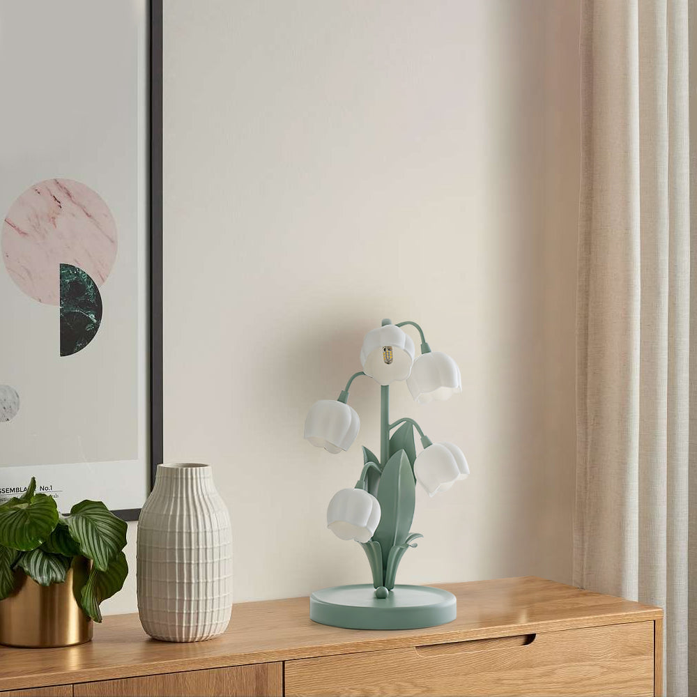 Lily Valley Table Lamp Floral Green Metal Design - Product detail 12