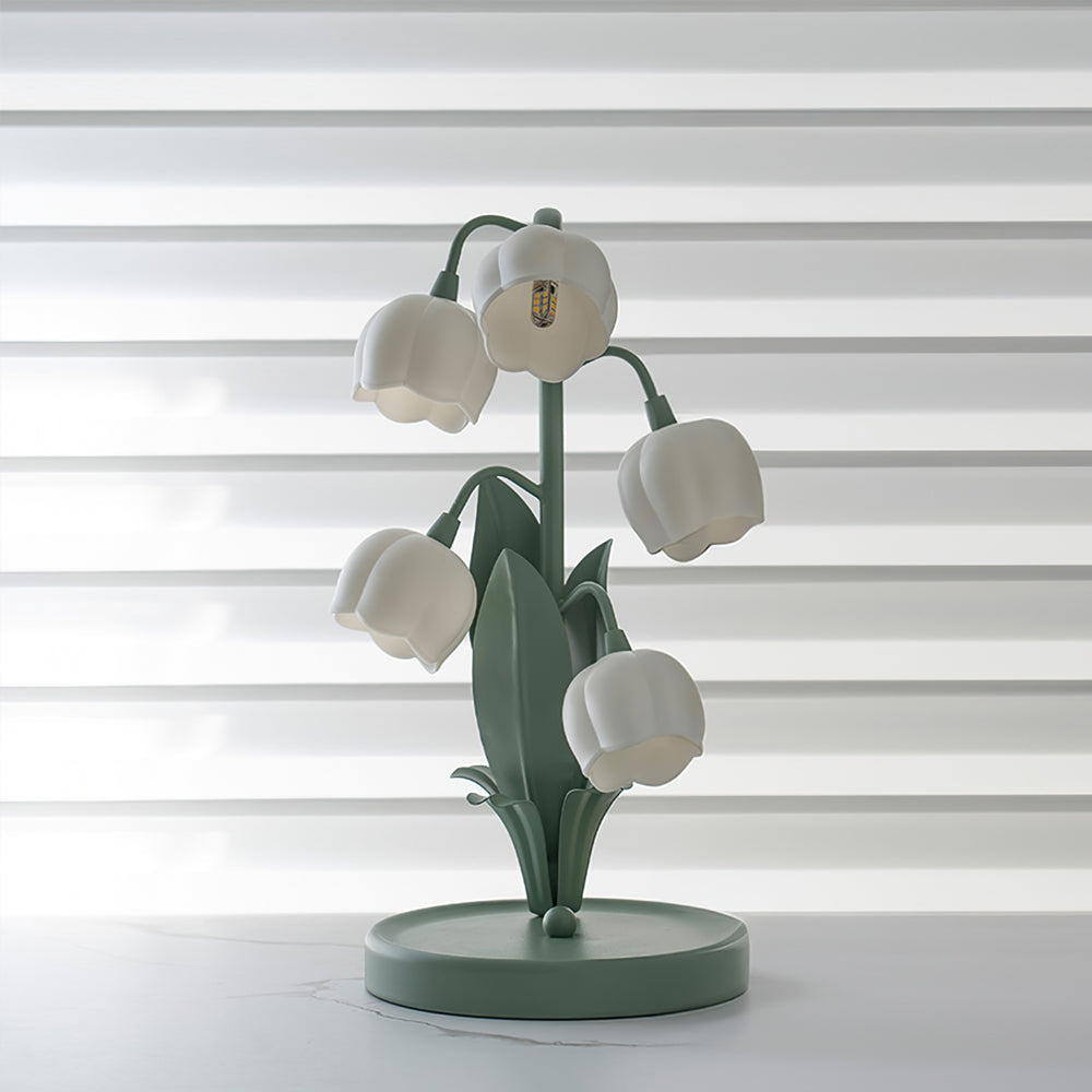 Lily Valley Table Lamp Floral Green Metal Design - Product detail 5