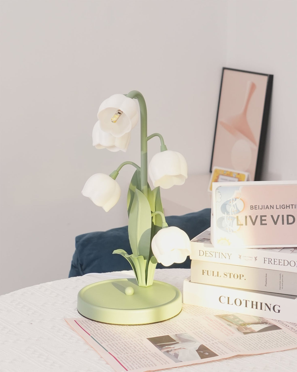 Lily Valley Table Lamp Floral Green Metal Design - Product detail 18