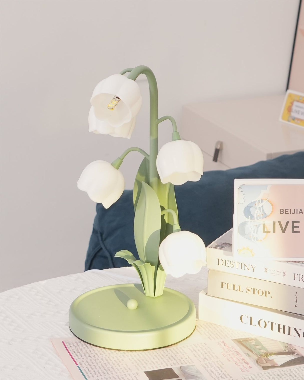 Lily Valley Table Lamp Floral Green Metal Design - Product detail 19