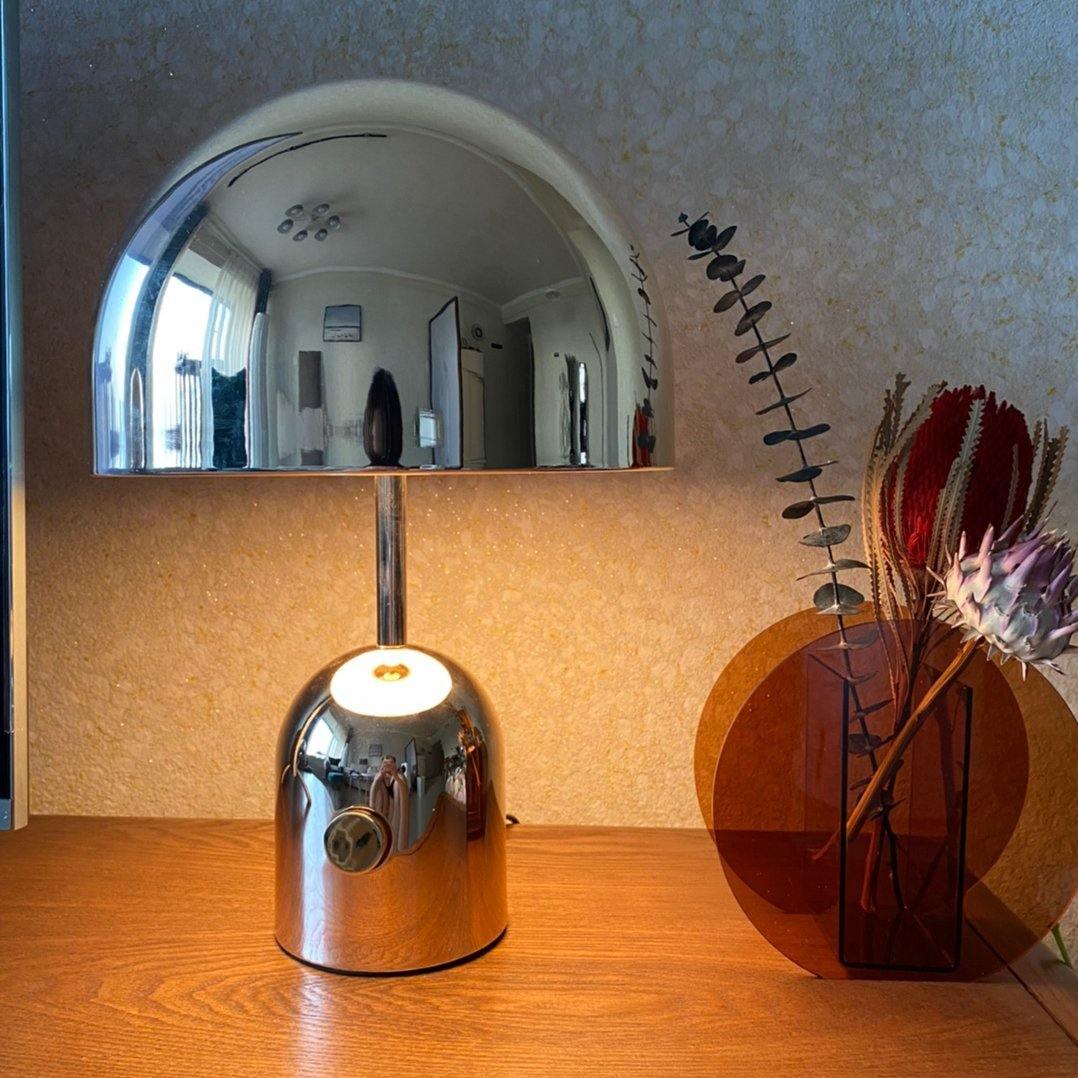 Modern Table Lamp Chrome Bell Glass Design - Product showcase
