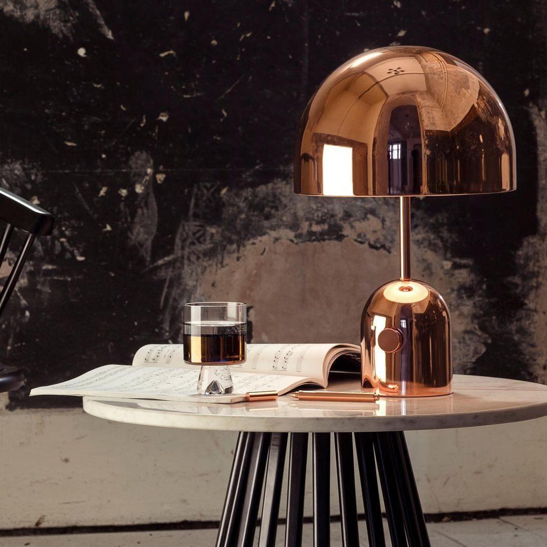 Modern Table Lamp Chrome Bell Glass Design - Detailed view
