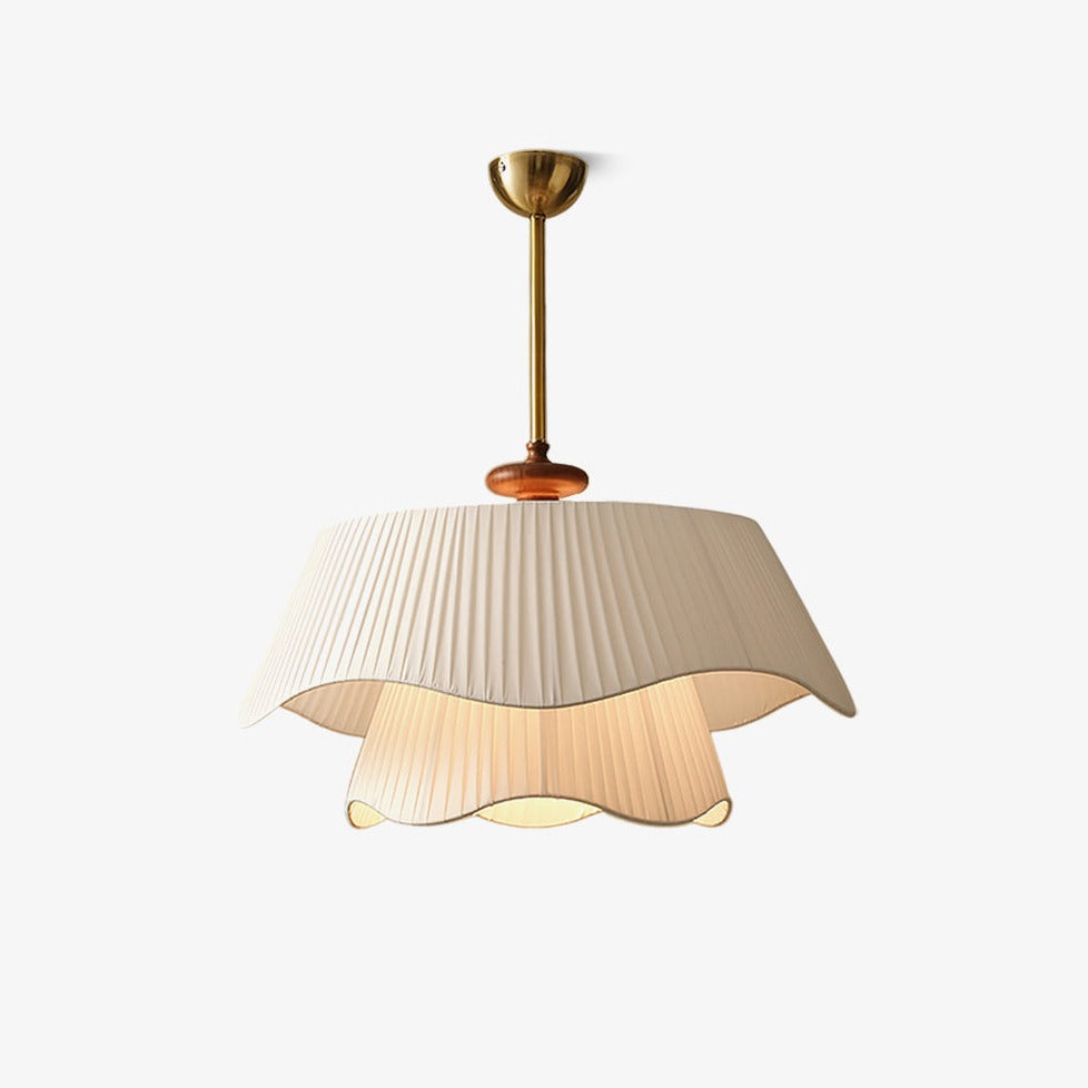 Modern Pendant Light Pleated Fabric Double-Layer Shade - Product showcase