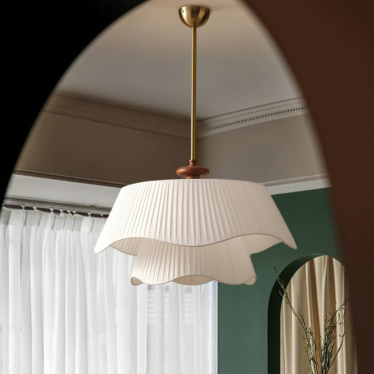 Modern Pendant Light Pleated Fabric Double-Layer Shade - Product detail 6