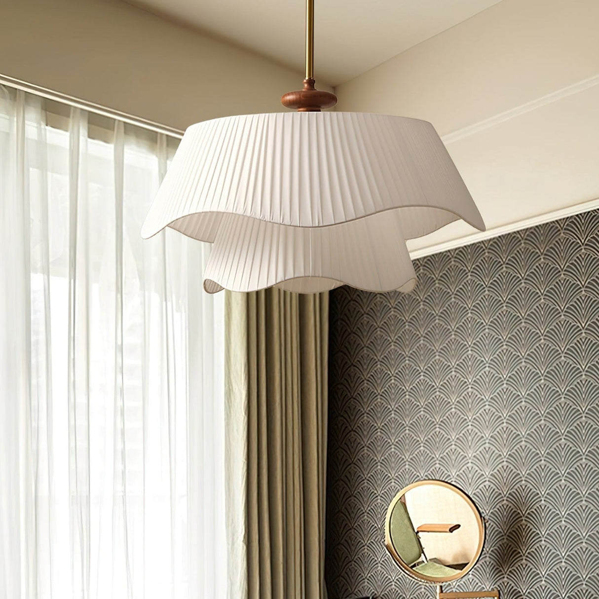 Modern Pendant Light Pleated Fabric Double-Layer Shade - Product detail 5