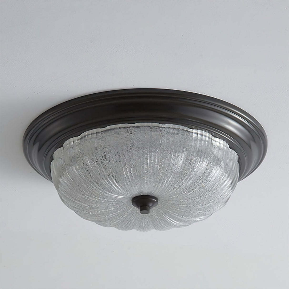 Modern Flush Mount Ceiling Light Glass Dome with Bronze Trim - Product example