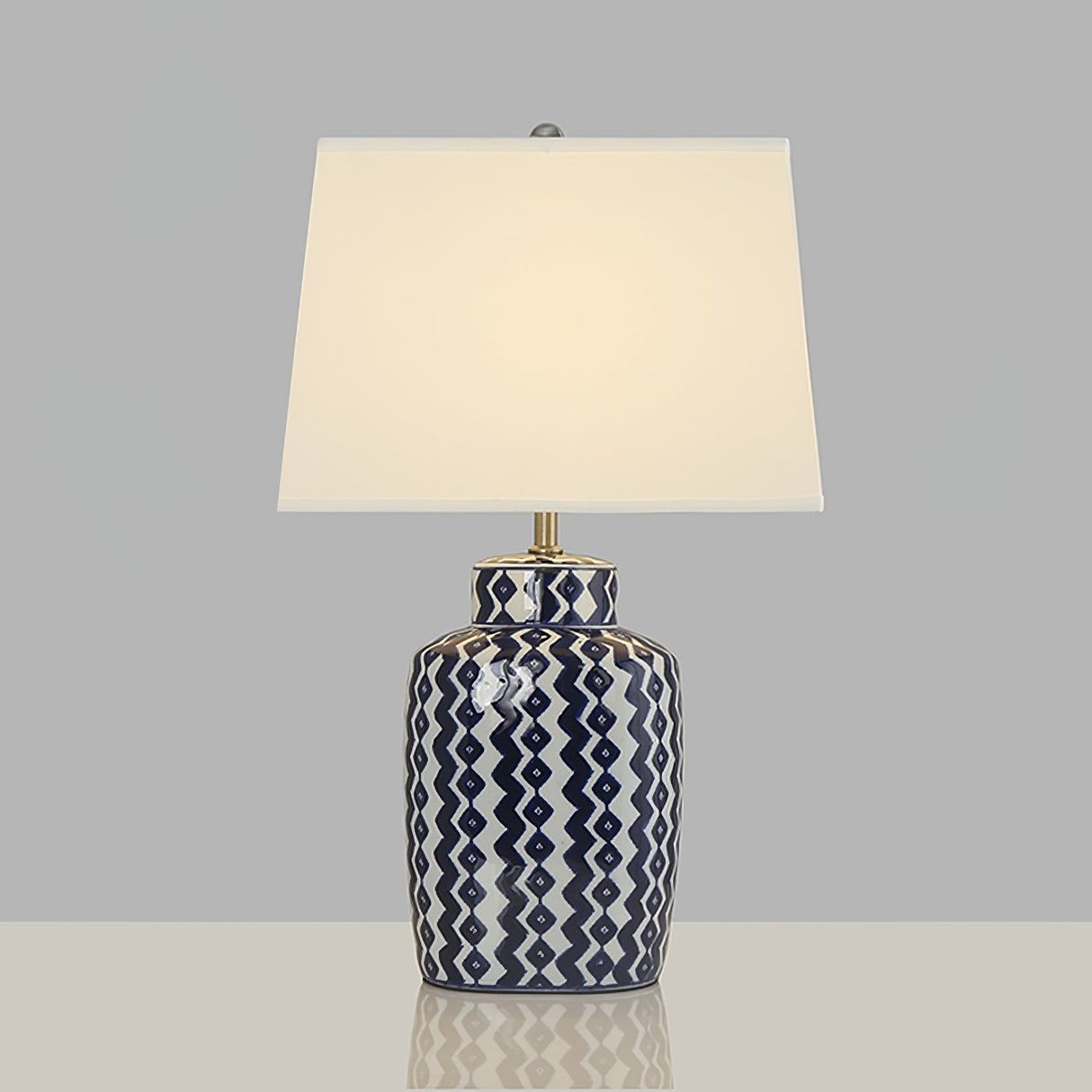 Geometric Table Lamp Blue White Porcelain Design - Product detail 14