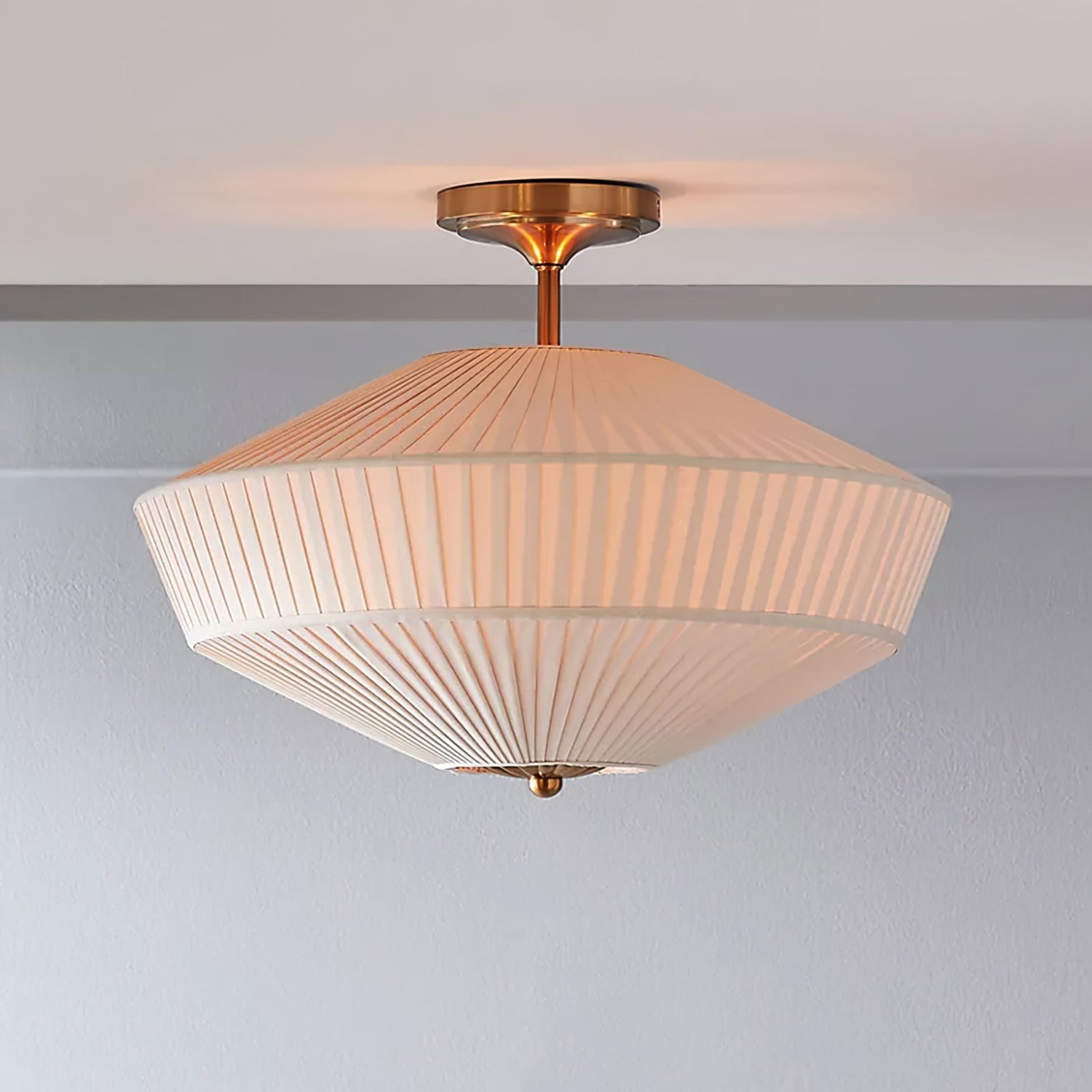Modern Ceiling Light  Pleated White Shade Gold Accent - Product detail 6