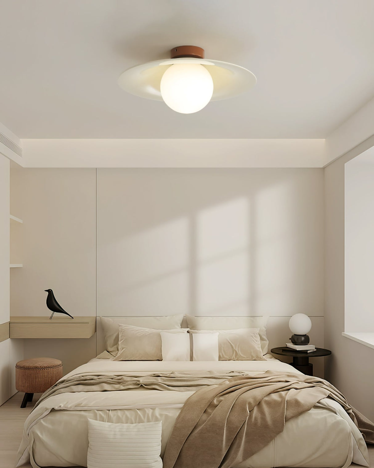 Modern Ceiling Light Wide Metal Shade Glass Globe Design - Product detail 5