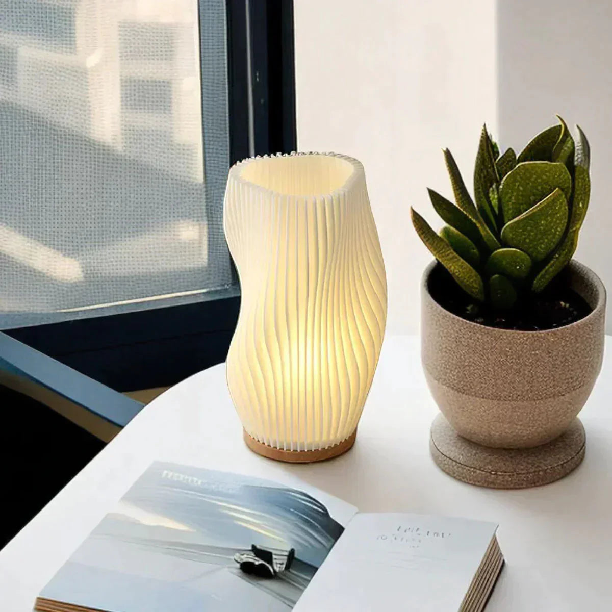 Modern Wave Table Lamp Pleated Shade Design - Product detail 14