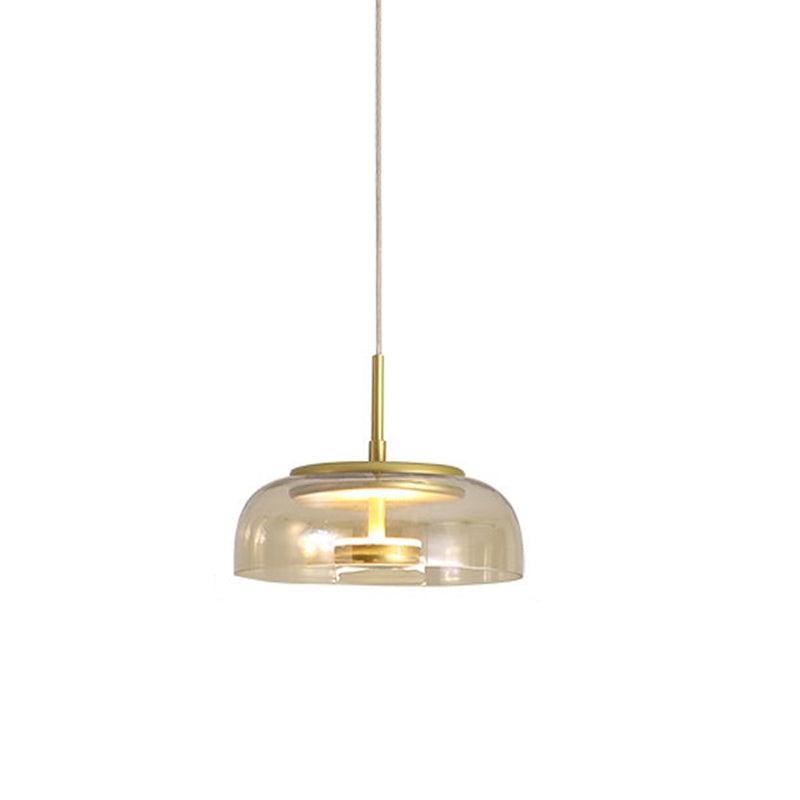 Modern Glass Pendant Light Brass and Frosted Dome Design - Product detail 9