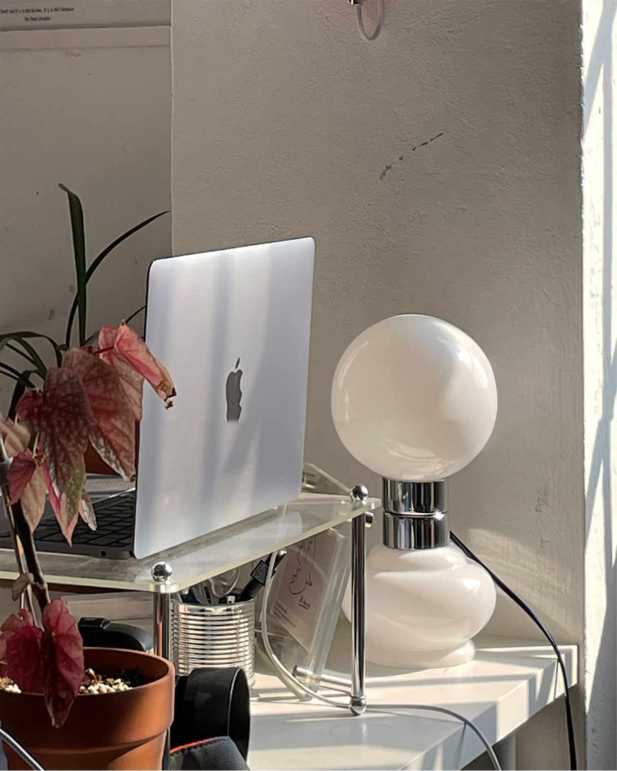 Modern Glass Table Lamp White Globe Chrome Accent - Product detail 14