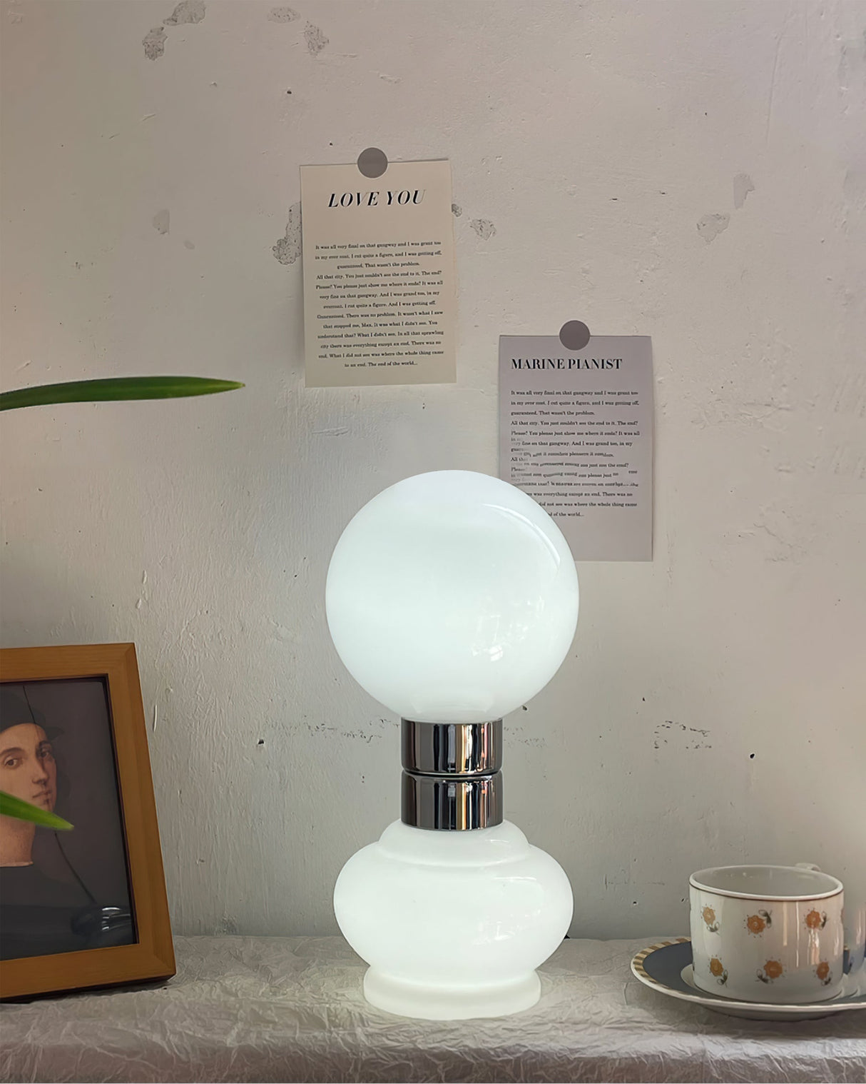 Modern Glass Table Lamp White Globe Chrome Accent - Product detail 16