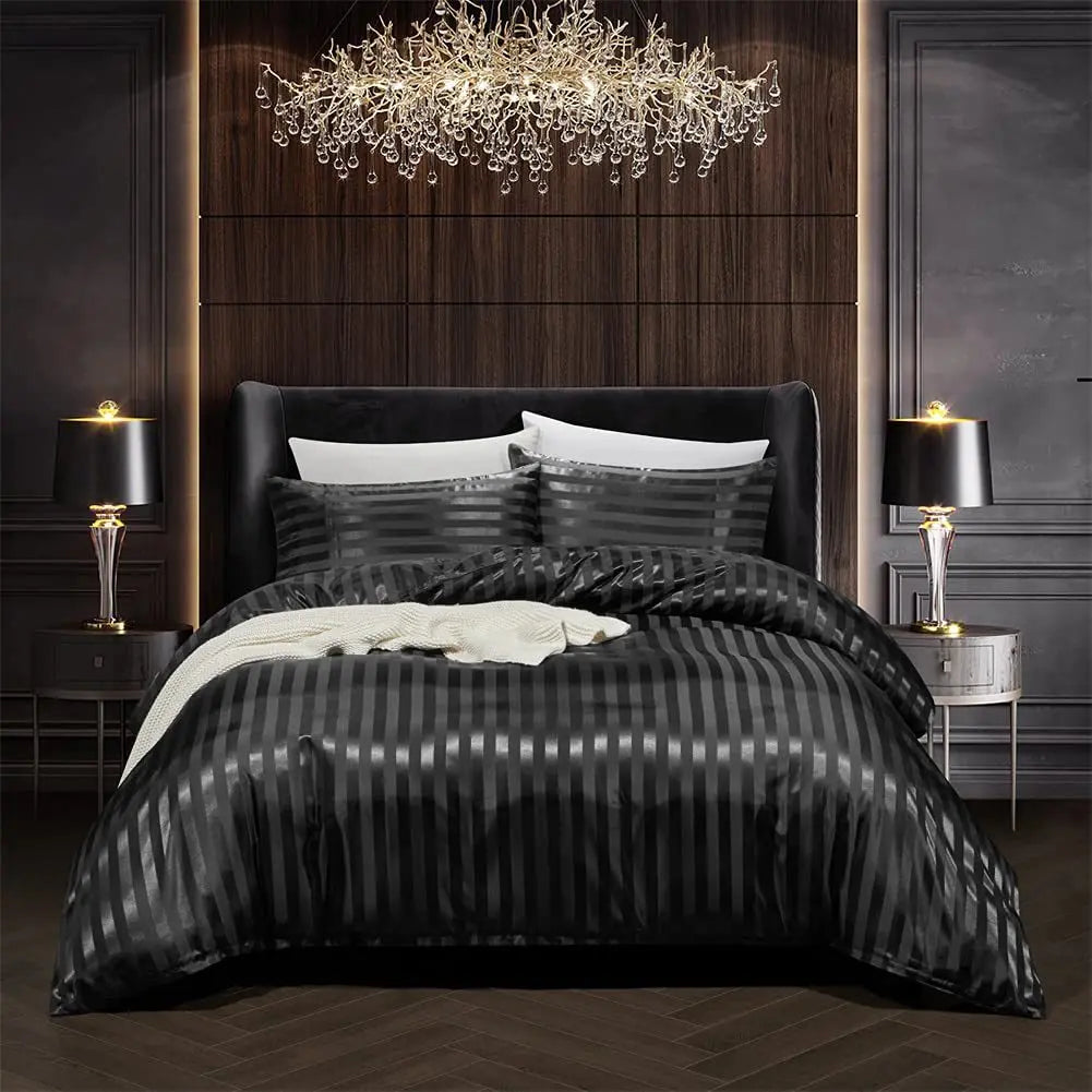 Luxury Satin Bedding Set  Striped Metallic Design - Product detail 4