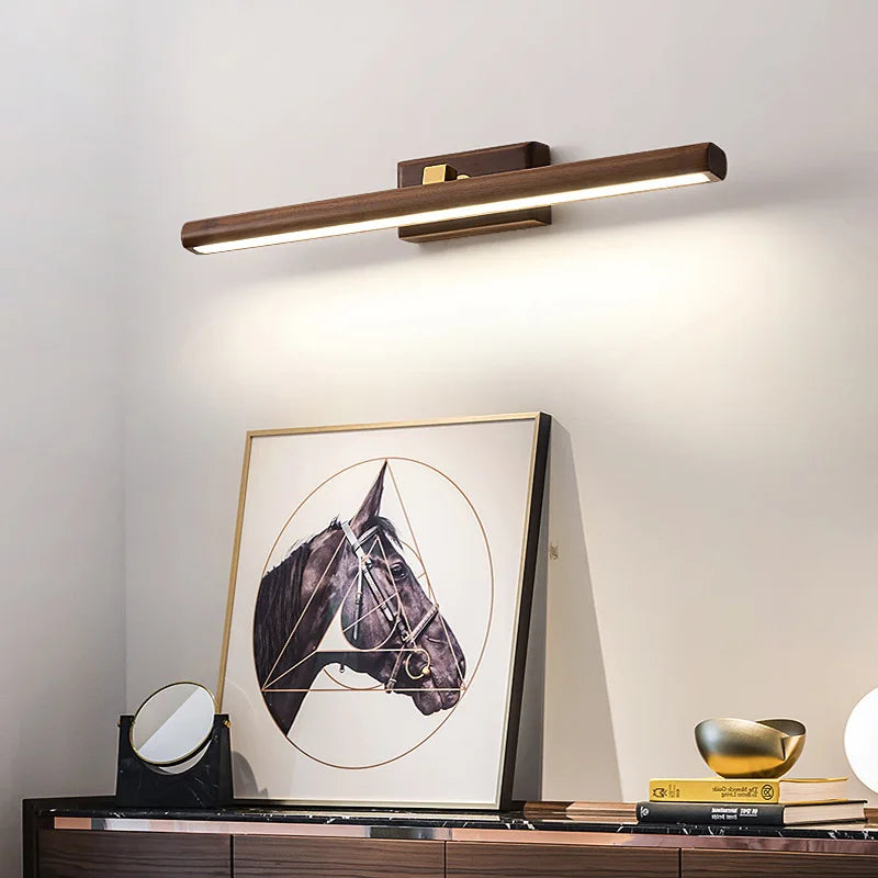 Modern Wall Light Black Walnut LED Strip - Product showcase