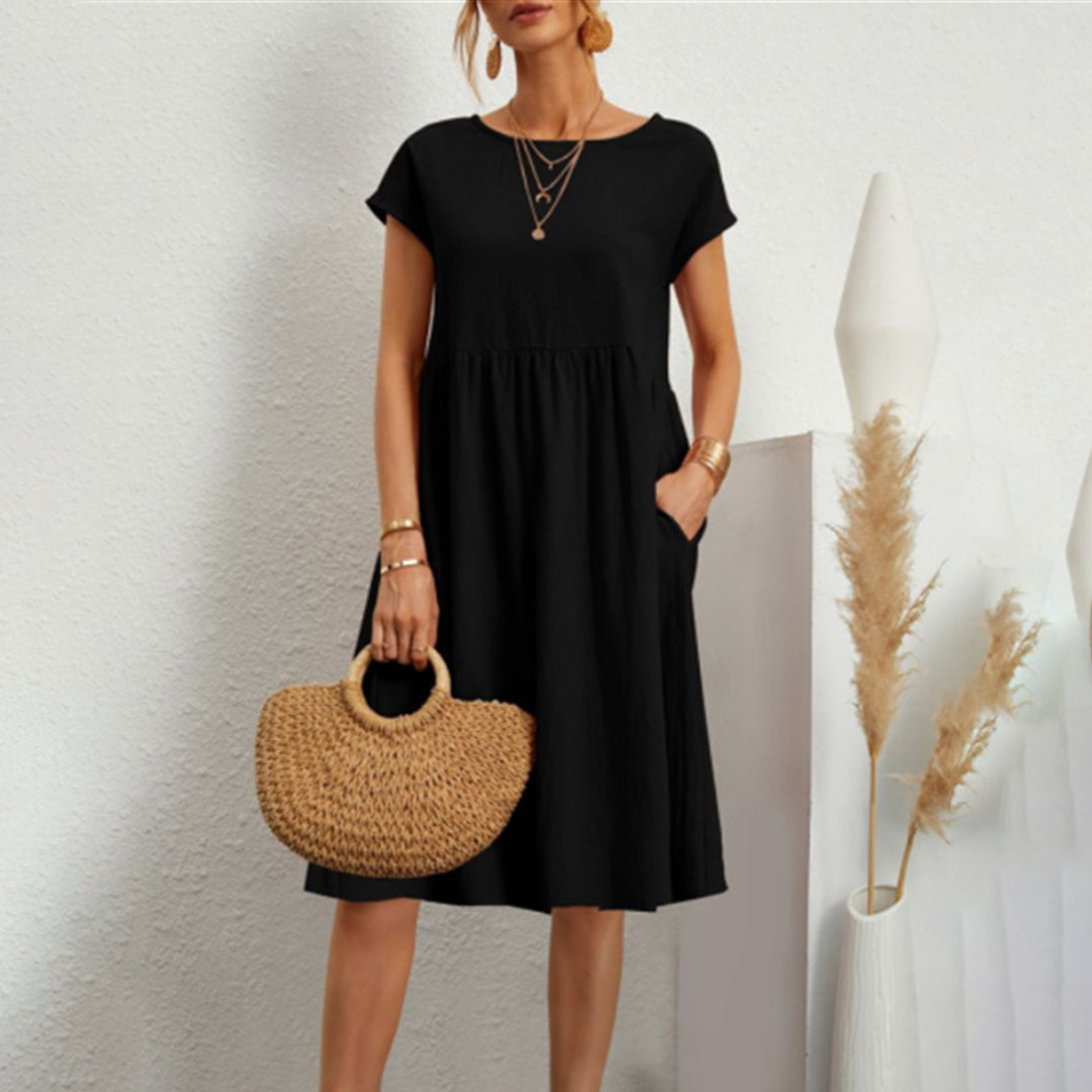 Cotton Summer Midi Dress Relaxed Fit With Pockets - Product detail 14