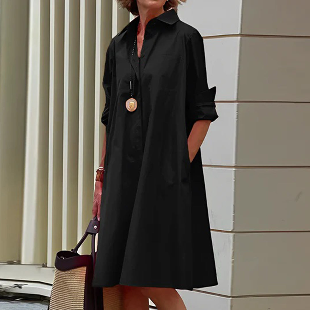 Classic Long Sleeve Dress Elegant A-Line Silhouette - Product showcase