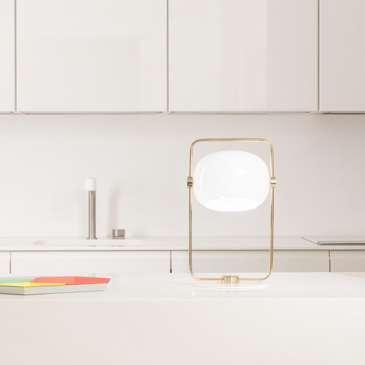 Minimalist Glass Table Lamp Metal Frame Design - Product detail 7