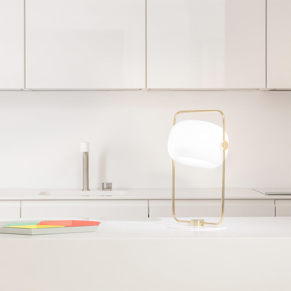 Minimalist Glass Table Lamp Metal Frame Design - Product detail 8