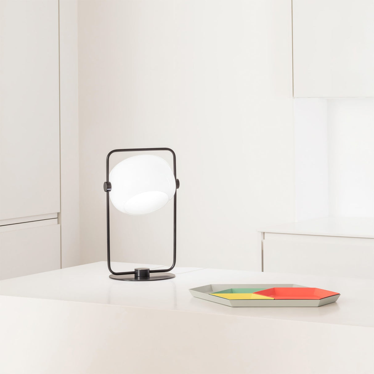 Minimalist Glass Table Lamp Metal Frame Design - Product detail 5