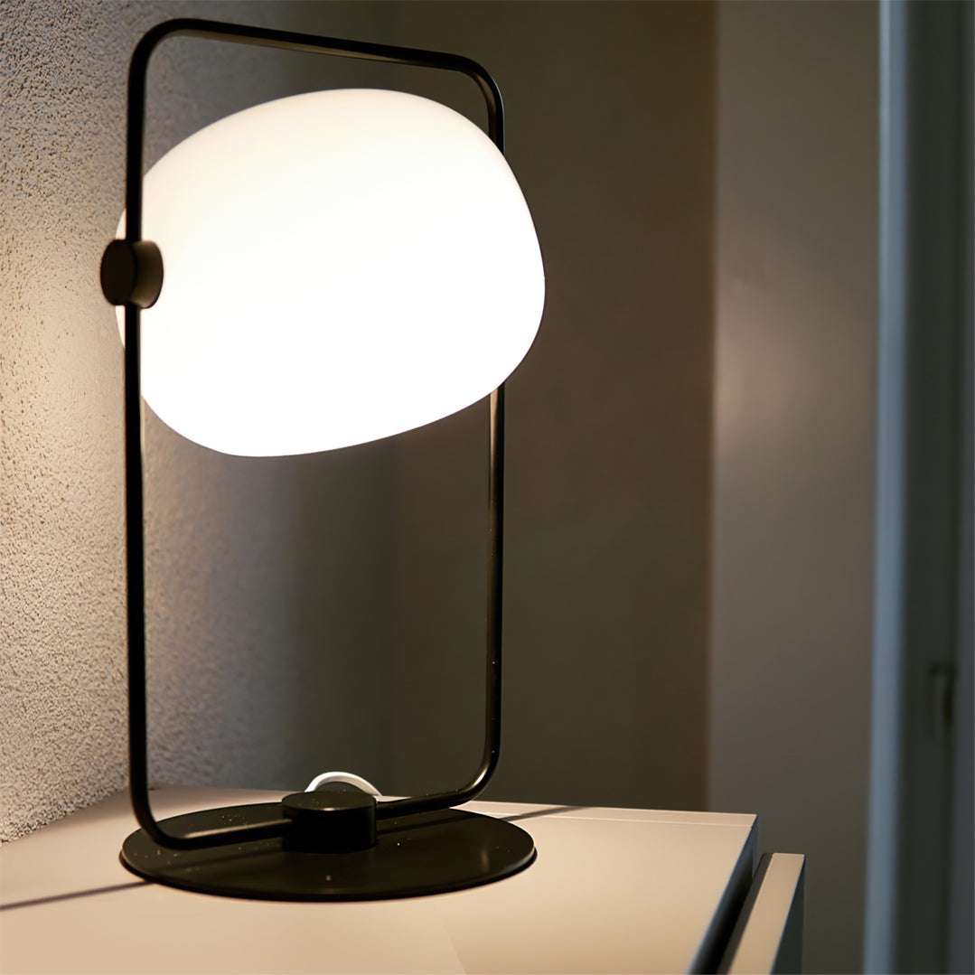 Minimalist Glass Table Lamp Metal Frame Design - Product detail 11