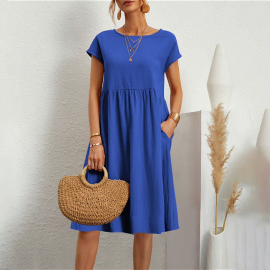 Cotton Summer Midi Dress Relaxed Fit With Pockets - Product detail 16