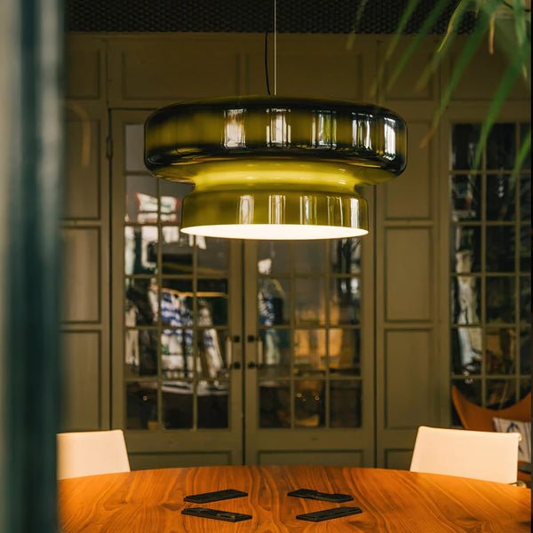 Nordic Glass Pendant Light Retro Brown Drum Shade Design - Product detail 4