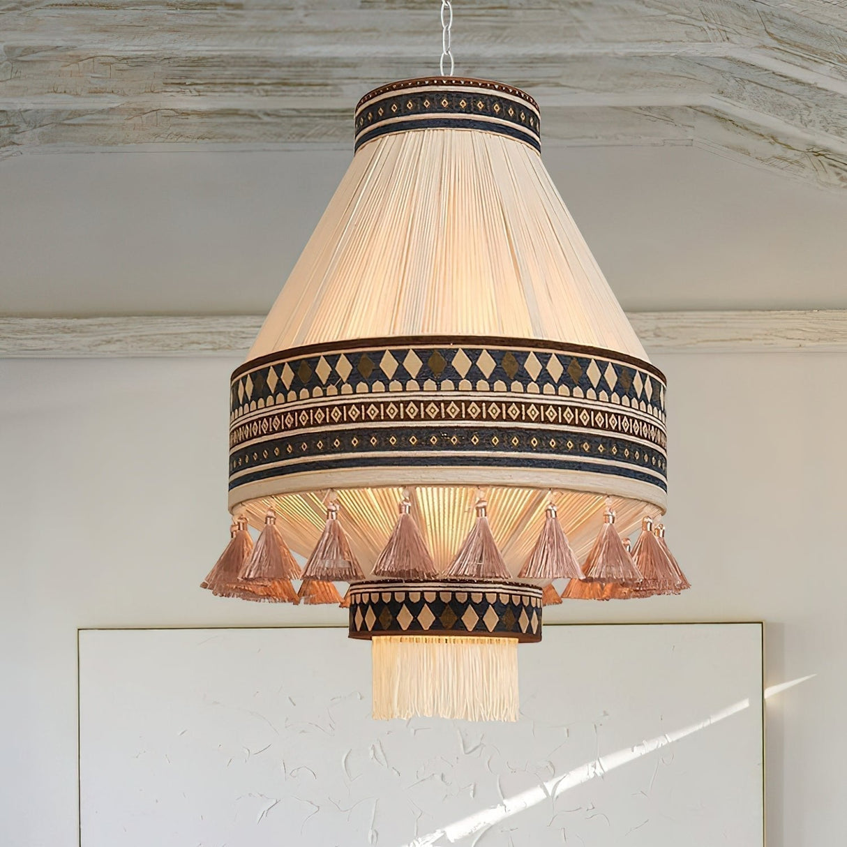 Bohemian Pendant Light Geometric Pattern with Fringe Detail - Product detail 10