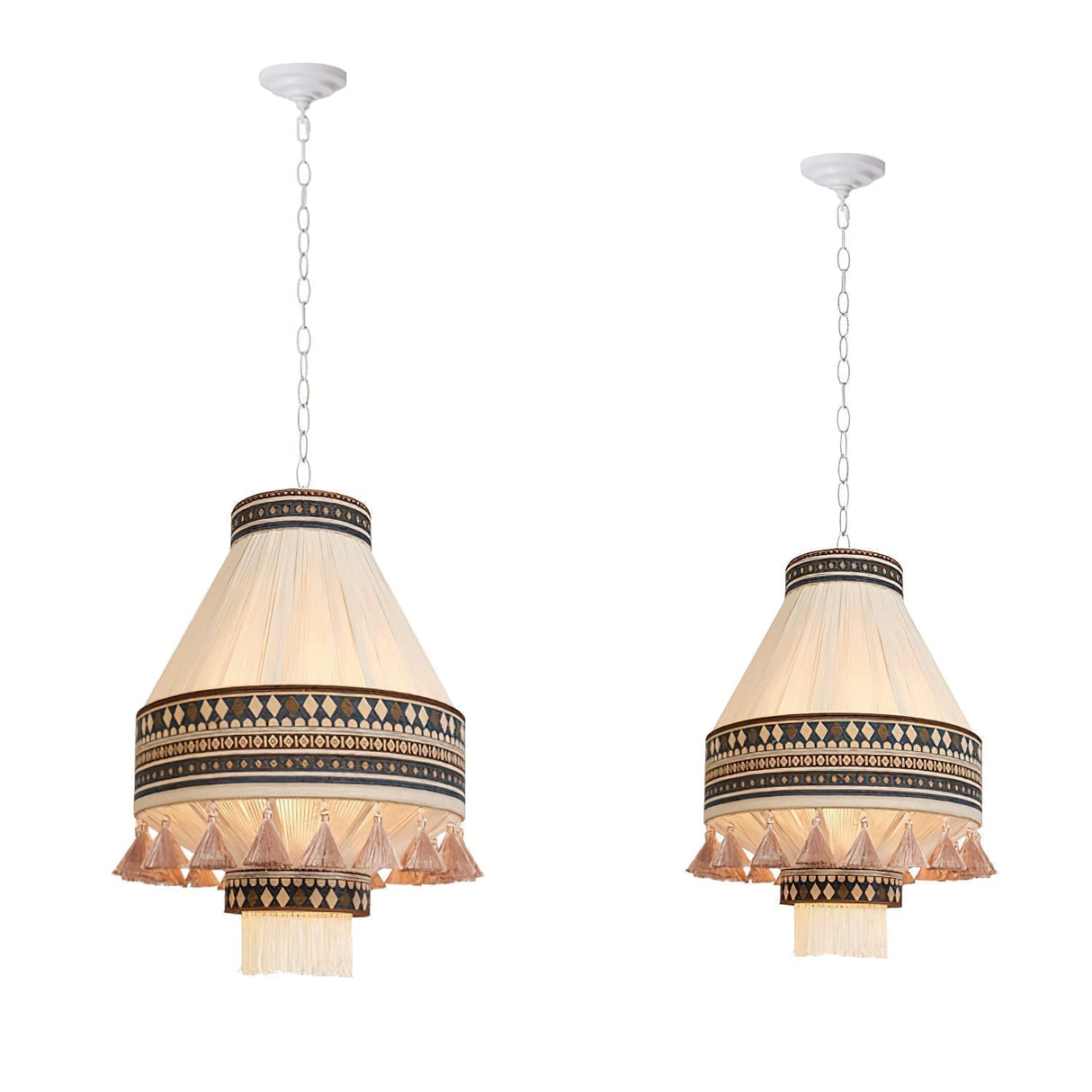 Bohemian Pendant Light Geometric Pattern with Fringe Detail - Product detail 17
