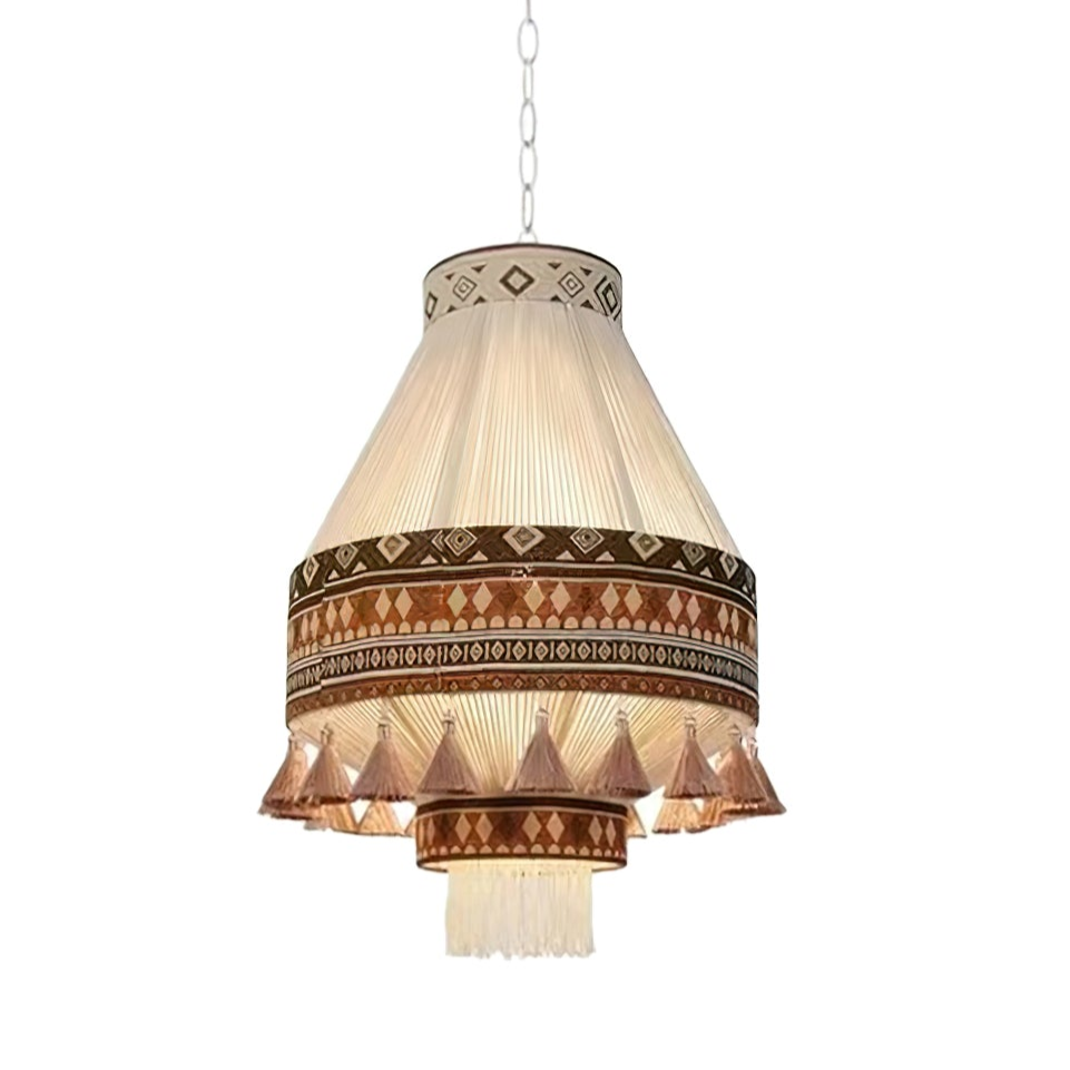 Bohemian Pendant Light Geometric Pattern with Fringe Detail - Product detail 18