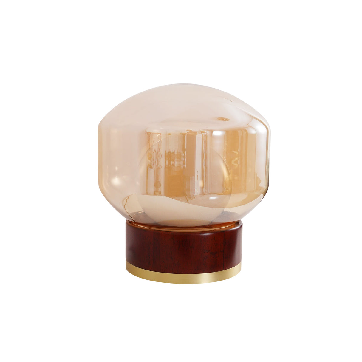 Modern Glass Table Lamp Walnut Base with Amber Shade - Product detail 30