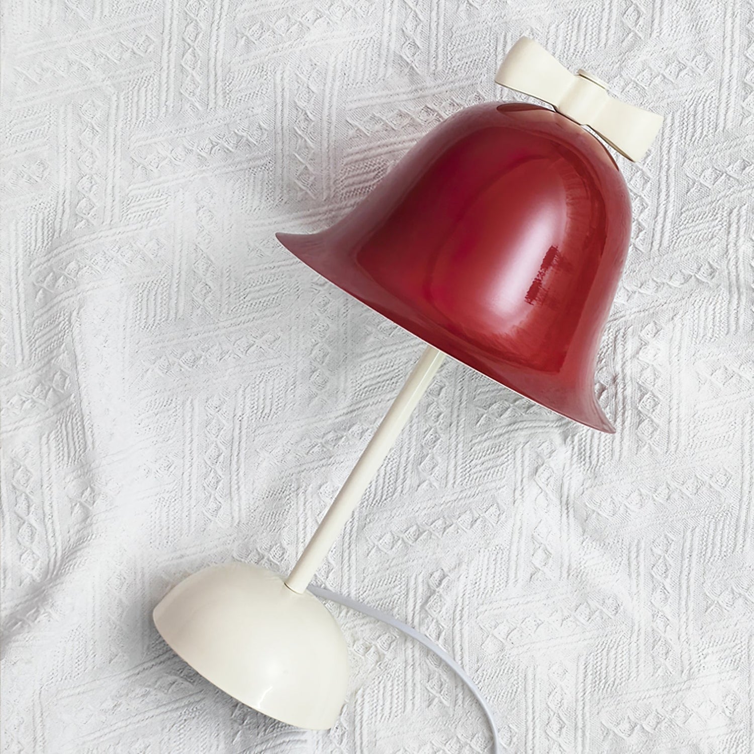 Bell Table Lamp  Red Metal Shade With Bow Detail - Product detail 6