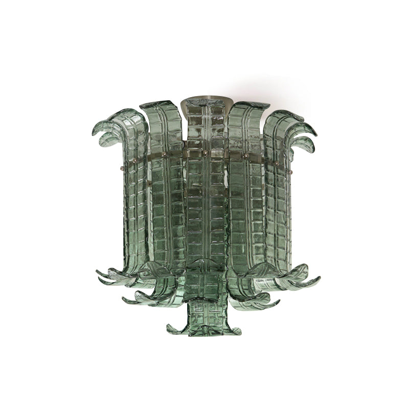 Art Deco Ceiling Light Green Glass Leaf Design - Product detail 11