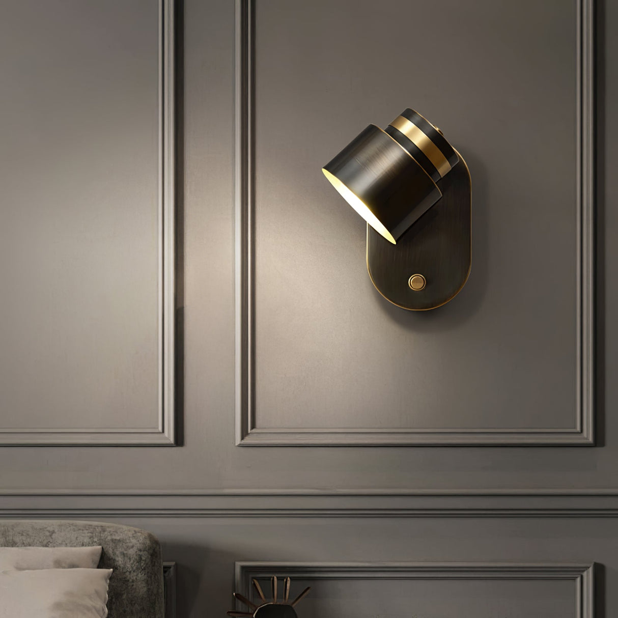 Modern Wall Sconce Black Aluminum With Gold Trim - Product example