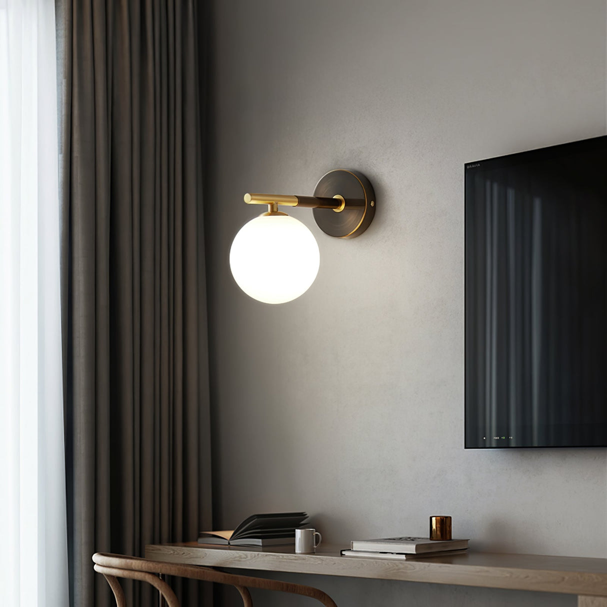 Modern Dual Globe Wall Light Brass Finish Sconce - Product detail 11