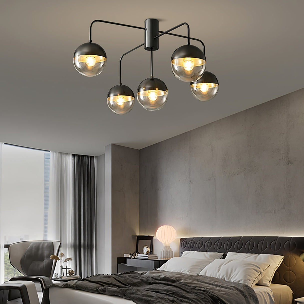 Modern Glass Globe Ceiling Light Brass Triple Sphere Design - Product detail 8