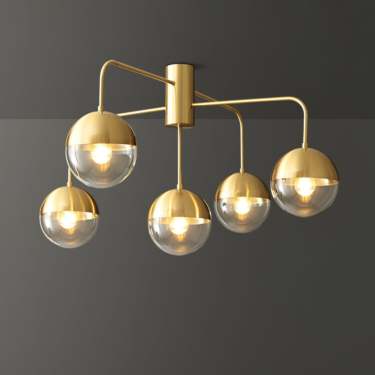 Modern Glass Globe Ceiling Light Brass Triple Sphere Design - Product detail 23