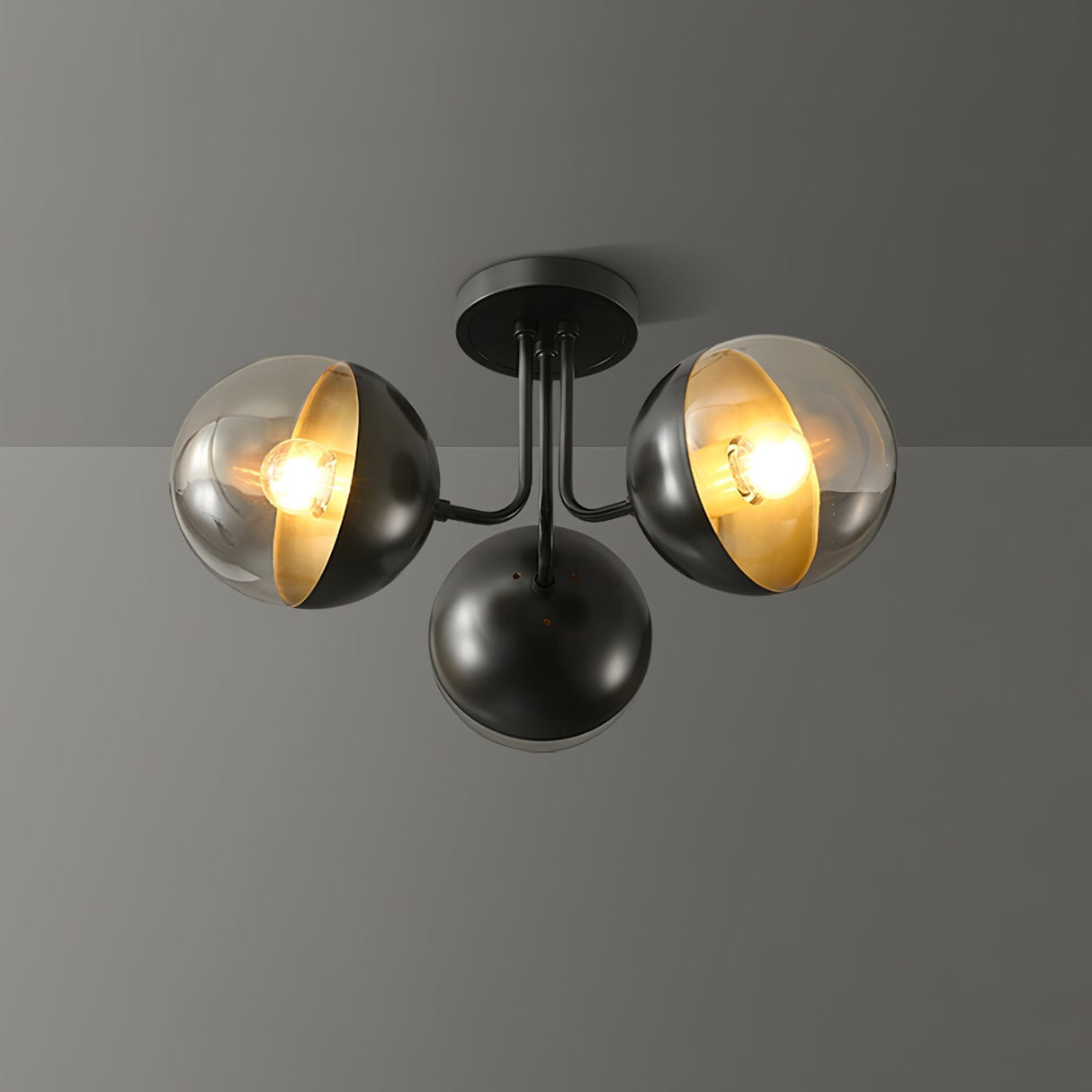 Modern Glass Globe Ceiling Light Brass Triple Sphere Design - Product detail 21